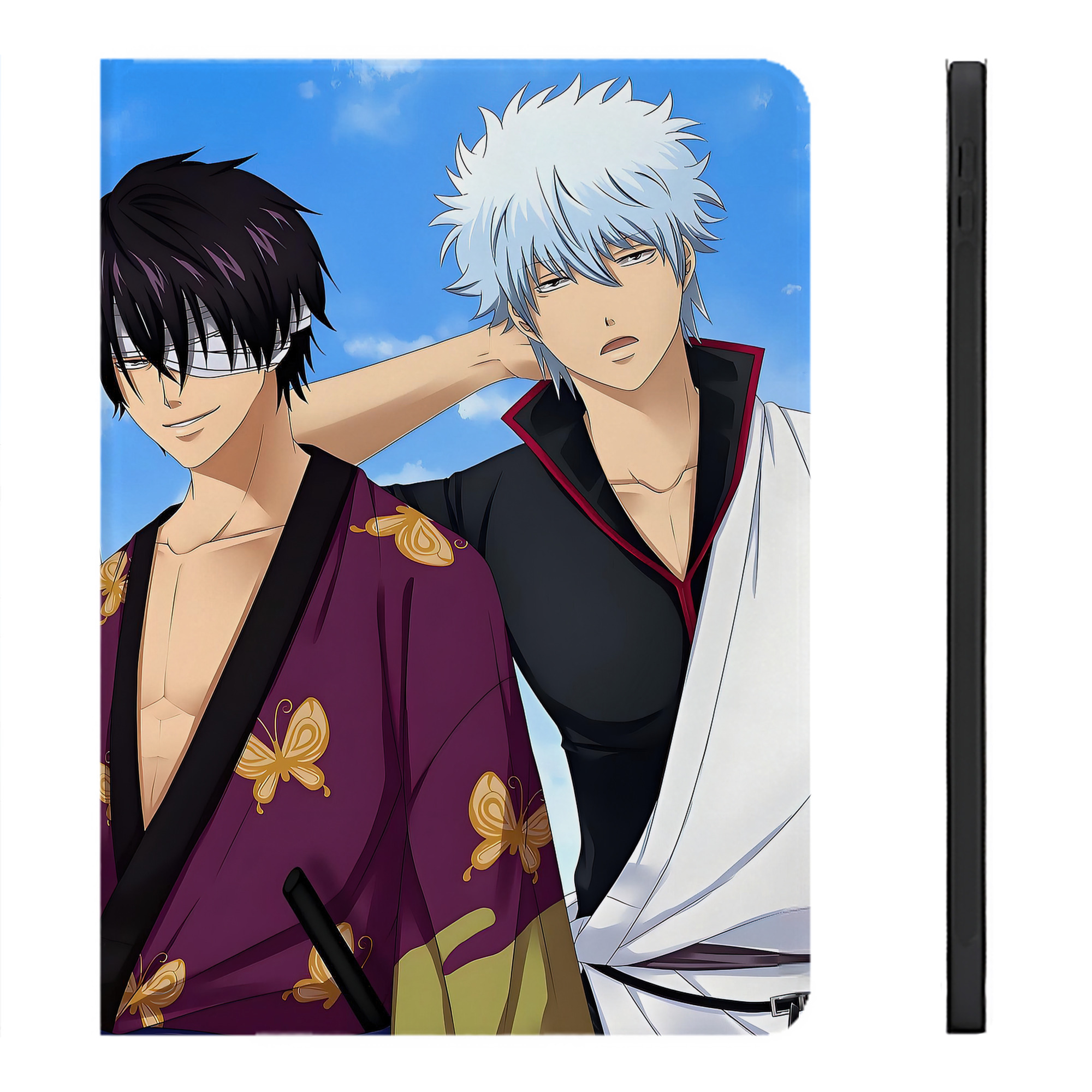 （画像用） ぎんたま 坂田銀時（さかたぎんとき） 神楽 志村新八（しむら しんぱち） GINTAMA Sakata Gintoki Kagura Shimura Shinpachi IPadケース ペンホルダー付き ブックスタイルデザイン